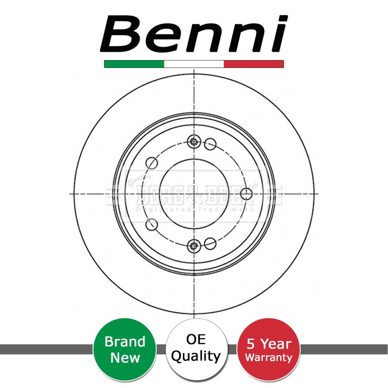 1x Brake Disc Rear Benni Fits Hyundai Ioniq 2016-2019 Kia Niro 2016-2019 1.6