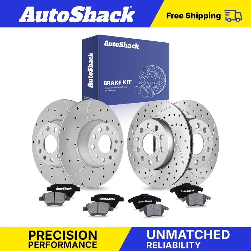 Front Rear Drilled Slotted Brake Rotors Premium Ceramic Pads for VW, Jetta 2014
