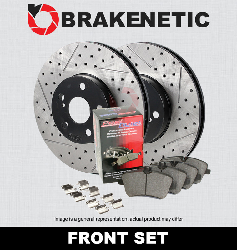 FRONT BRAKENETIC Premium Drill Slot Brake Rotors + Ceramic Pads 55.40043.11