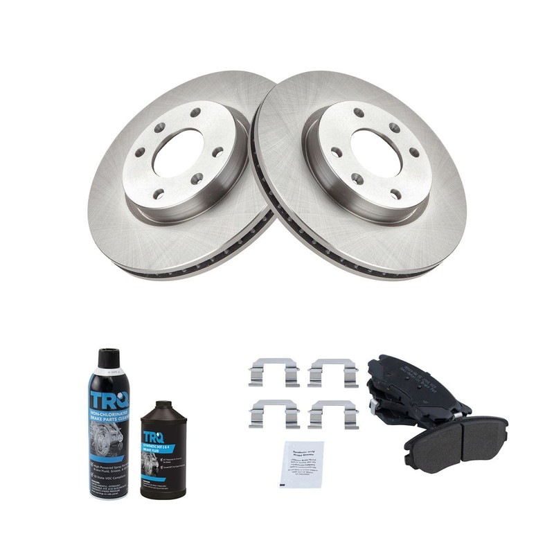 TRQ Brake Pad Rotor Kit Semi Metallic Front w/Chemicals gallery