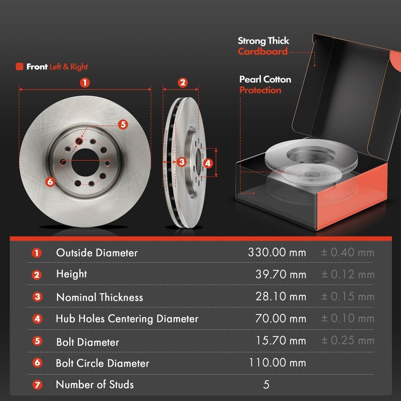 New Front Disc Brake Rotors & Ceramic Brake Pads for Jeep Cherokee KL 2014-2022 gallery
