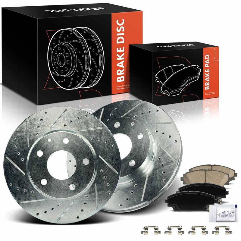 Front Drilled Brake Rotors + Ceramic Pads for Mazda 3 2014-2018 CX-3 2016-2020