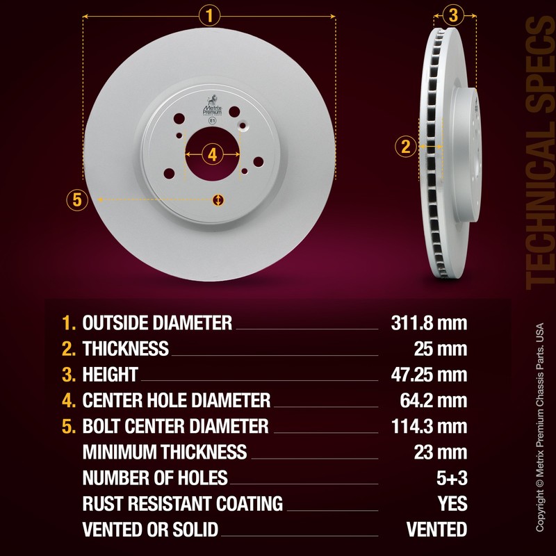 Front Disc Brake Rotor for 23-24 Acura Integra 18-24 Honda Accord 17-24 CR-V gallery