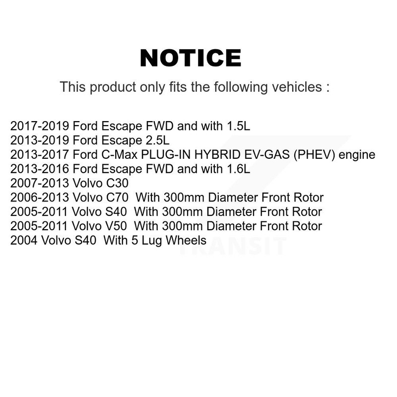 Front Coated Disc Brake Rotors Pair For Ford Escape Volvo C-Max S40 C30 V50 C70 gallery