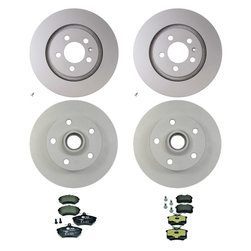 Hella Front And Rear Rotor Low-Met Disc Brake Pad Kit for Volkswagen Corrado AAA