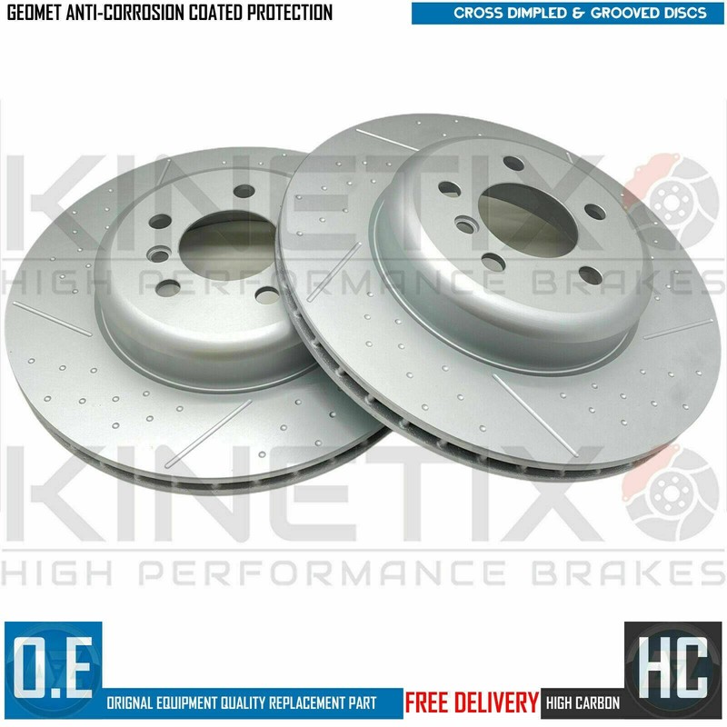 FOR BMW 435i F32 M SPORT PERFORMANCE DIMPLED GROOVED REAR BRAKE DISCS PAIR 345mm gallery