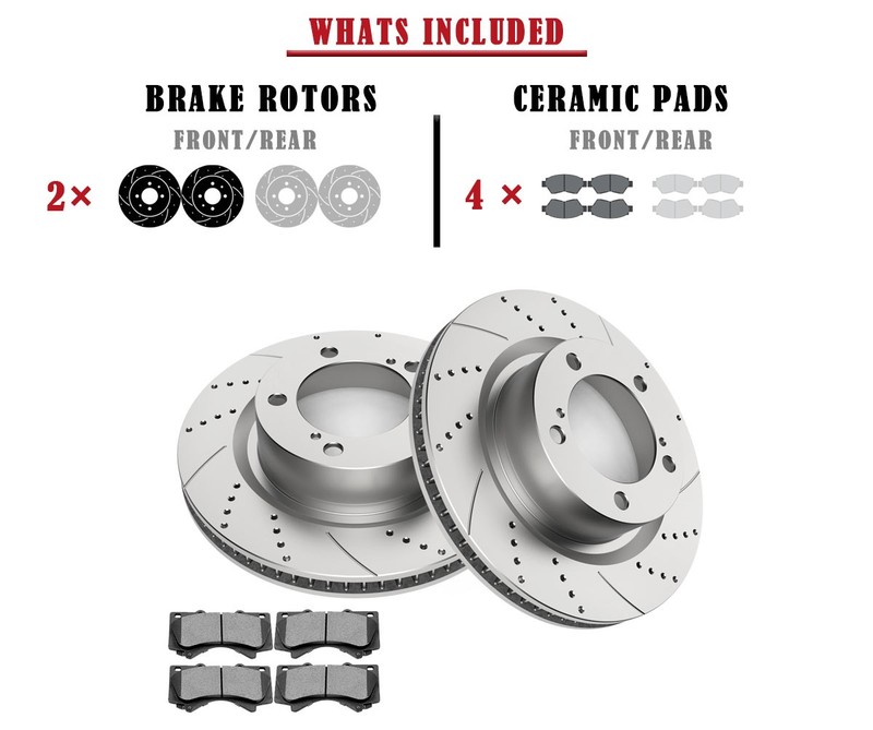 354mm Front Brake Rotors Pads fit for Tundra Sequoia Land Cruiser LX570 Drilled gallery
