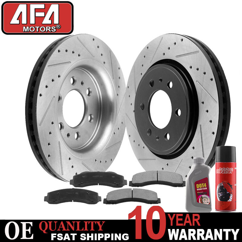 For Ford F-150 Expedition Lincoln Navigator Front Drilled Disc Rotors Brake Pads