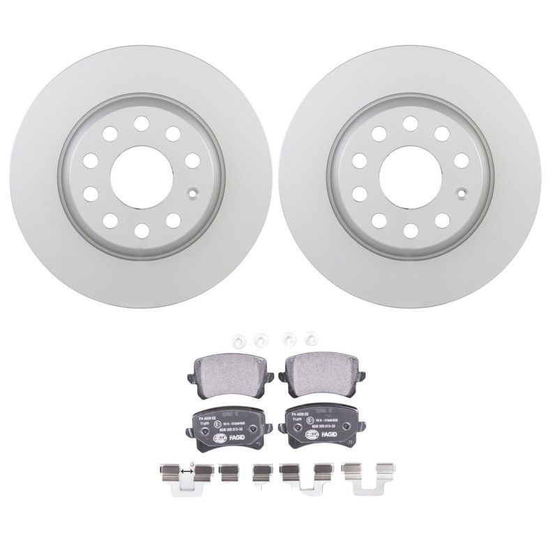 Bosch QuietCast Rear Rotors Hella Low-Met Disc Brake Pad Kit For Passat Tiguan