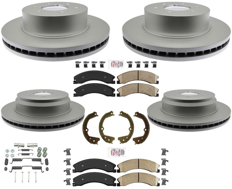 AmeriBRAKES Brake Pads W Front & Rear Brake Rotors For 2015-2023 Nissan Titan XD