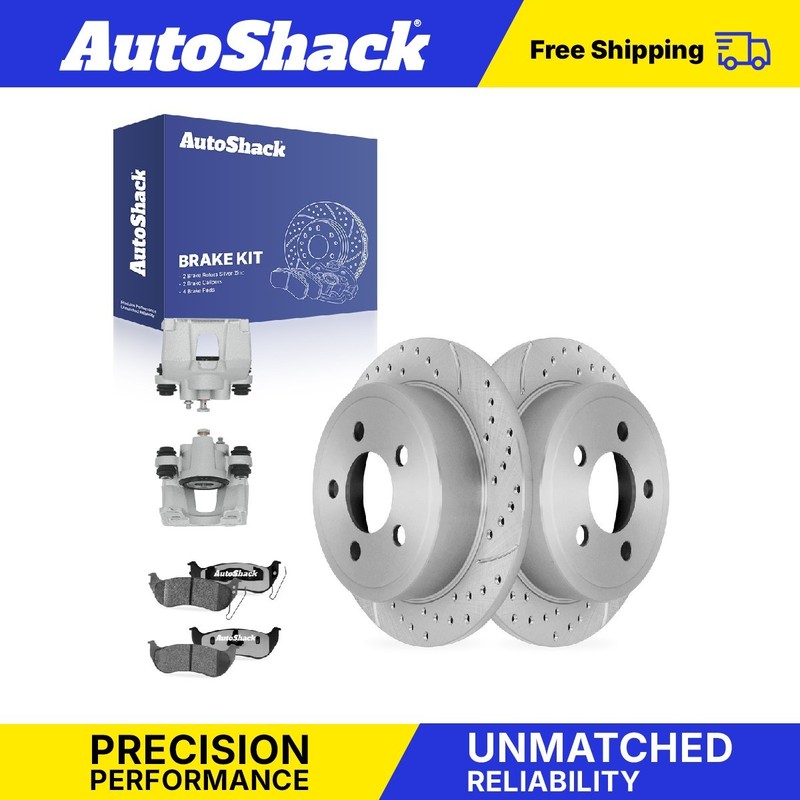 Rear Drilled Slotted Brake Rotors Pads Calipers for Jeep, Liberty 2003-2007