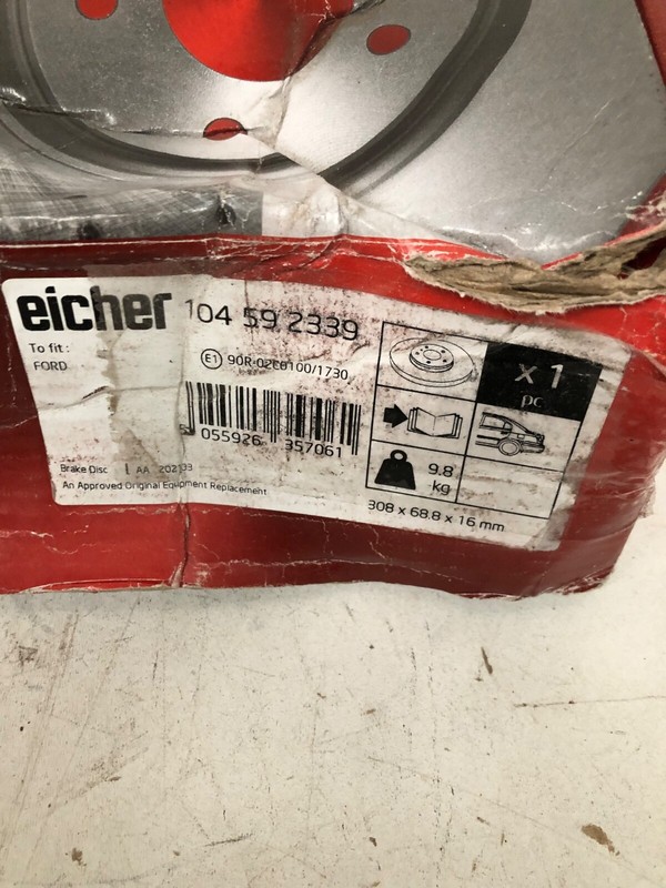 Rear Brake Disc x1 308mm fits FORD TRANSIT CUSTOM V362 MK7 EICHER 104592339 gallery