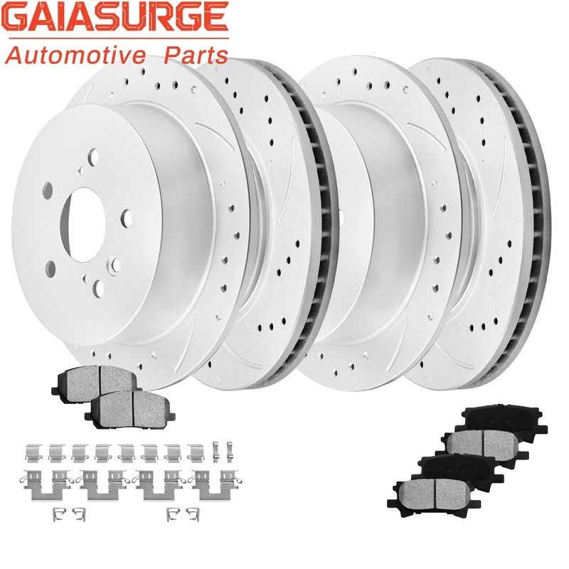 Front Rear Brake Rotors + Brake Pads For 2004 2005 2006 2007 Toyota Highlander