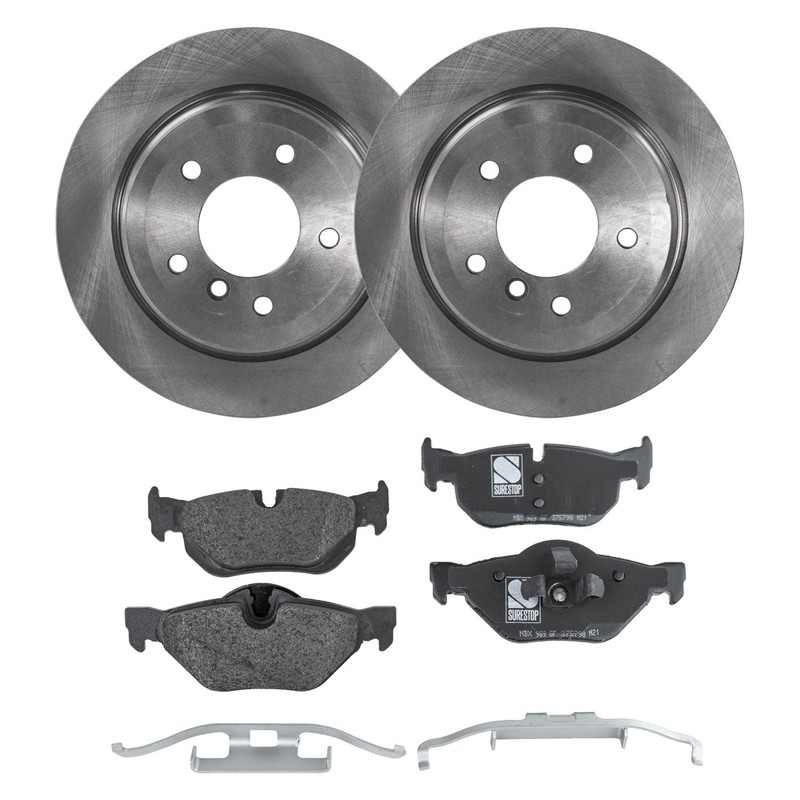 Brake Rotor Brake Pad Kit For 2007-2012 BMW 328i Rear Solid 2-Wheel Set RWD
