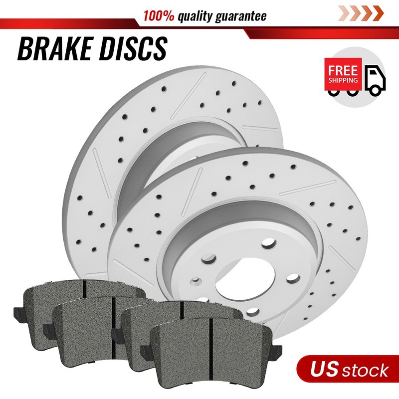 11.81″ Rear Drilled Slotted Rotors Pads for 09-17 Audi Q5 A5 A4 Allroad Quattro