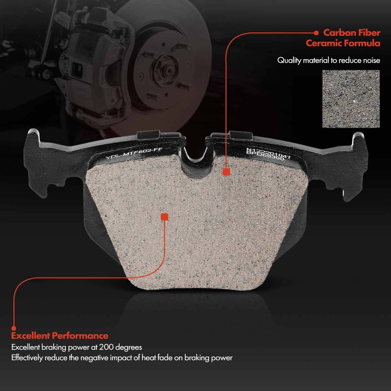 Drilled Brake Rotors & Ceramic Brake Pads for BMW E53 X5 00-06 3.0L 4.4L Rear gallery