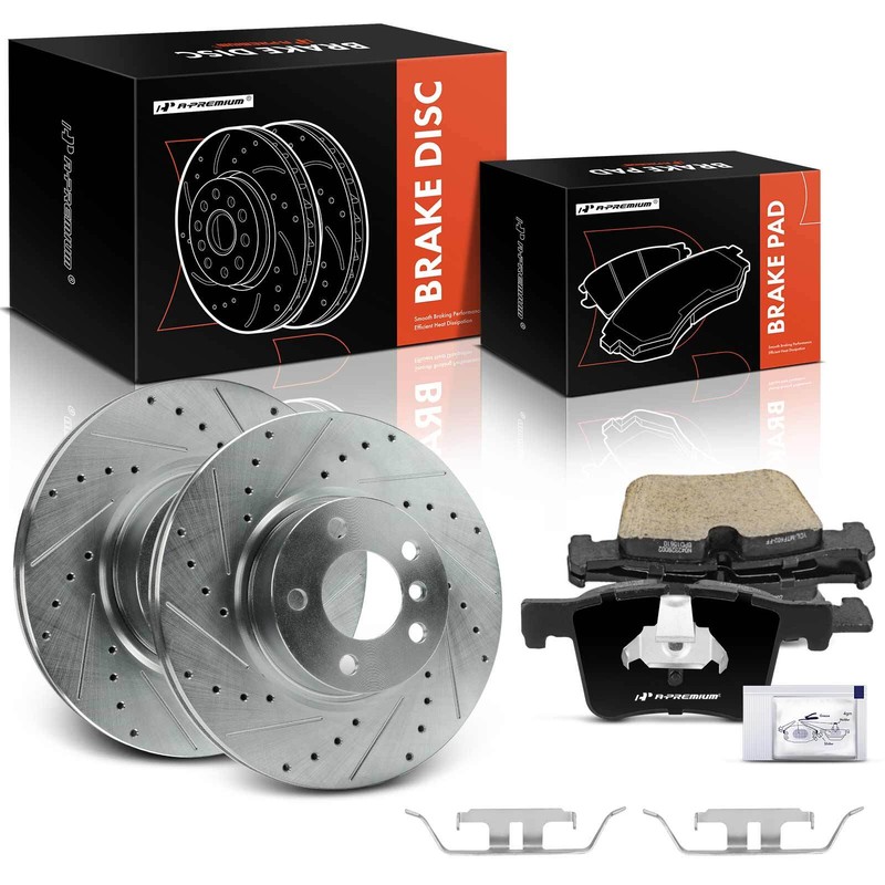 A-Premium Front Drilled Brake Rotors & Ceramic Pads for BMW F25 X3 11-17 F26 X4 gallery
