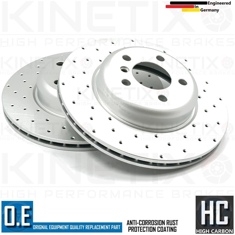 FOR BMW 5 SERIES F10 F11 M SPORT CROSS DRILLED FRONT BRAKE DISCS PAIR 330mm gallery