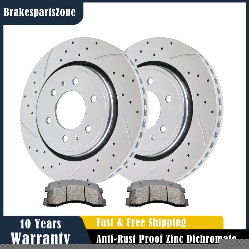 Fit for Ford Expedition 2010-2021 350mm Front Slotted Brake Rotors Pads Brakes
