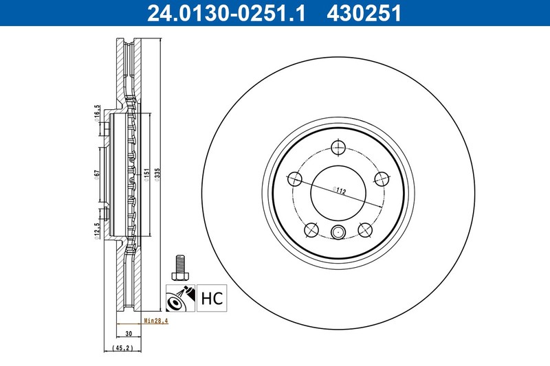 ATE 24.0130-0251.1 Brake Disc for BMW,MINI