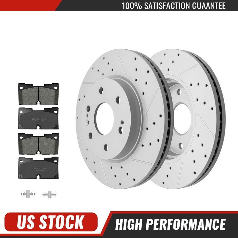 Front Disc Rotors +Ceramic Brake Pads For GMC Sierra 1500 Cadillac Escalade ESV