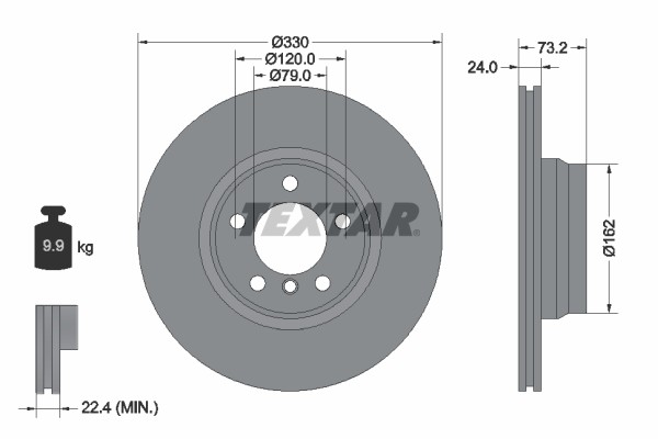 Textar 92242005 Brake Disc for BMW