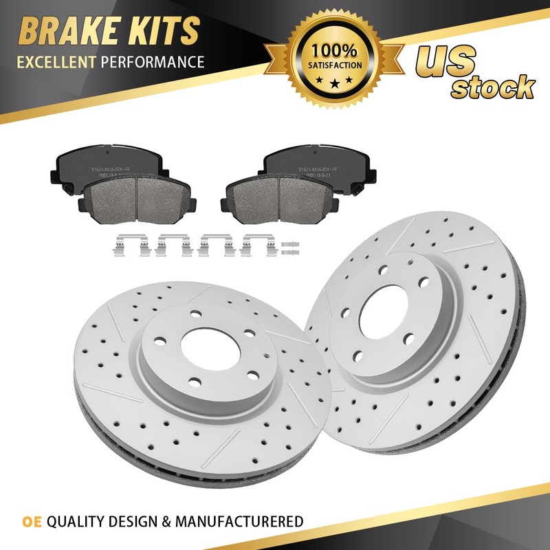 Front Drilled Rotors + Ceramic Brake Pads for 2013 2014 2015 – 2024 Mazda CX-5