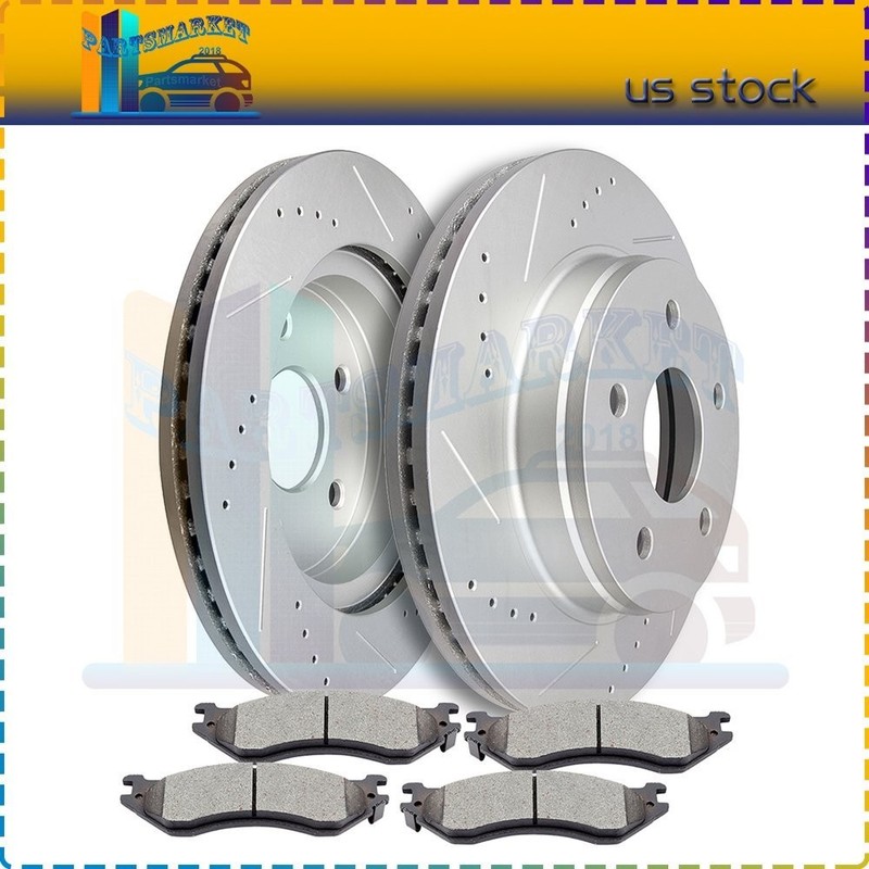 53005 702 Front Brake Discs Rotors + Ceramic Pads For 2004-2006 Dodge Ram 1500
