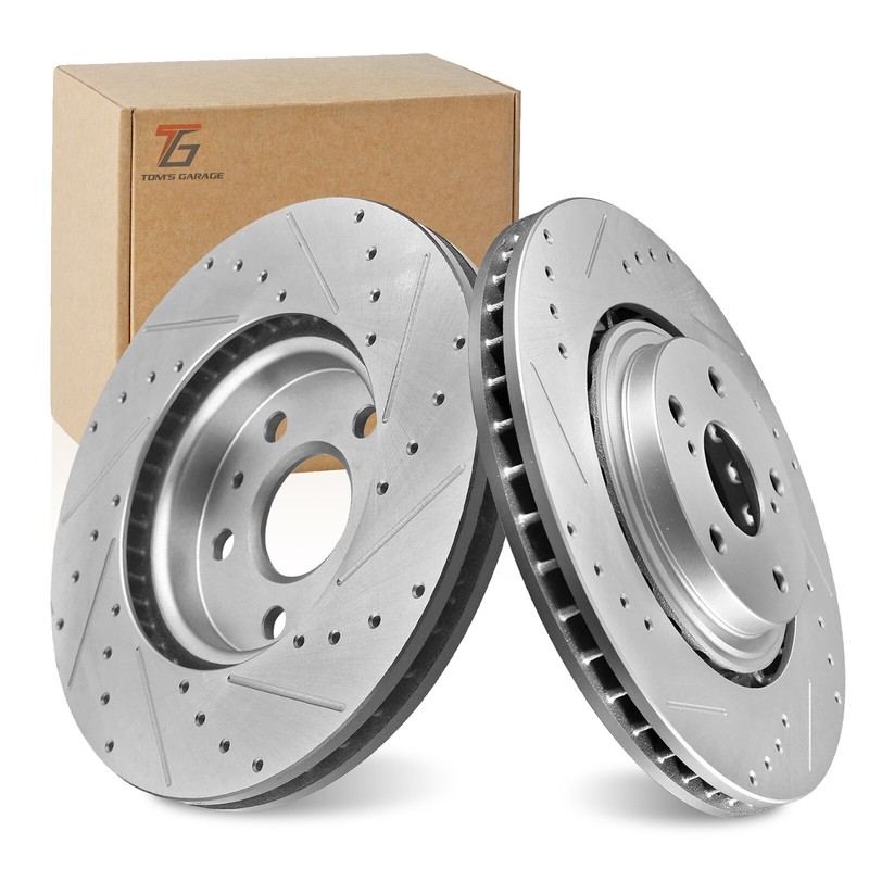 Front Brake Rotors Drilled & Slotted for Toyota Sienna RX450H RX350 NX300 NX300H gallery