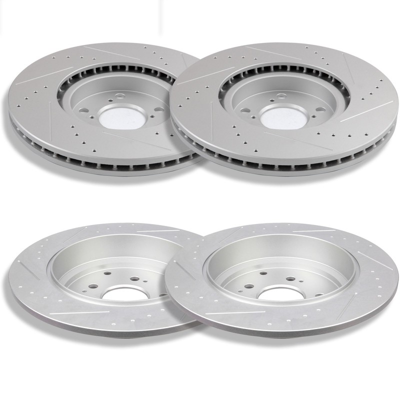Front + Rear Brake Rotors Discs Fits 2009-2013 Acura MDX ZDX Honda Pilot Slotted