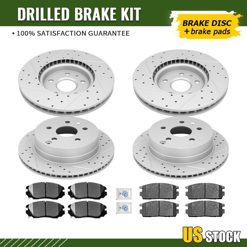 Front Rear Drilled Disc Rotors Ceramic Brake Pads for GMC Terrain Chevy Equinox