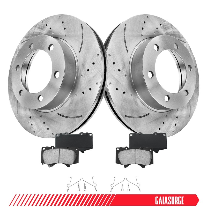 Front Drilled Slotted Brake Rotors Brake Pads for Toyota Sequoia 2001-2007 4.7L