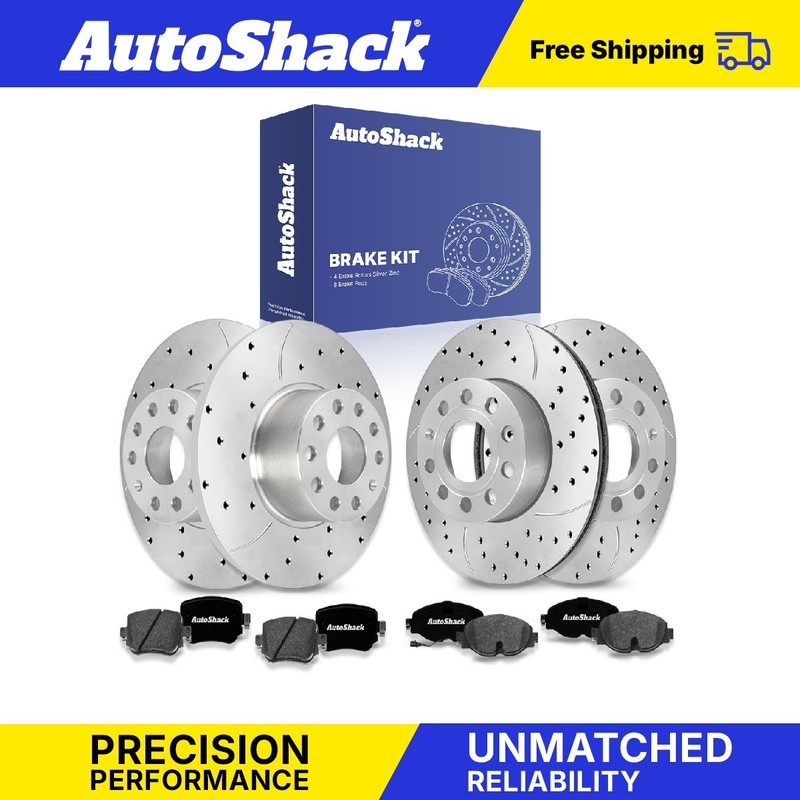 Front Rear Drilled Slotted Brake Rotors Premium Pads for VW, Golf 2015-2016