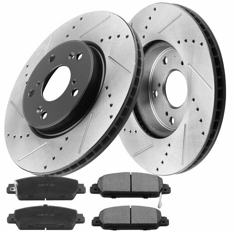 Front E-Coating Black Brake Rotors Ceramic Brake Pads For 13-20 Honda Accord G9.