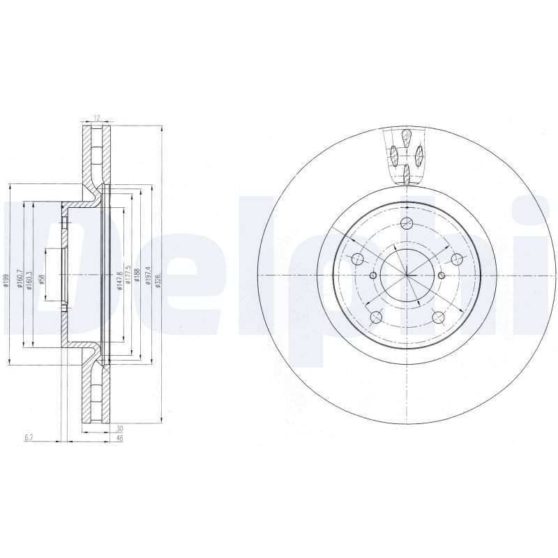 Delphi BG9055 Brake Disc for Subaru