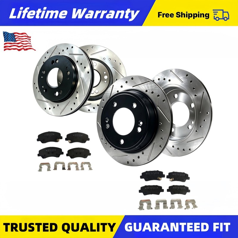 Front Rear Drilled Rotors Ceramic Brake Pads Fit Hyundai Elantra 2011-2012 1.8L