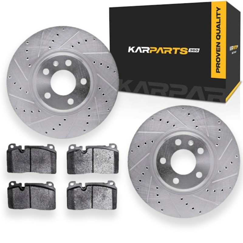 For Audi Q5 2013-2017 Rotor Set | Drilled And Slotted Rotor Style | Silver
