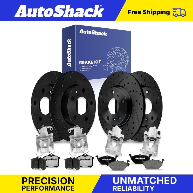 Front Rear Drilled Slotted Brake Rotors Pads Calipers for VW Jetta 2005