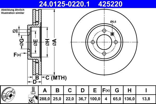 ATE 24.0125-0220.1 Brake Disc for VW gallery