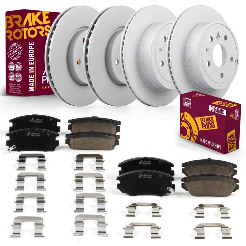 Front & Rear Rotor + Ceramic Disc Brake Pad Kit for 10-17 Chevrolet Equinox