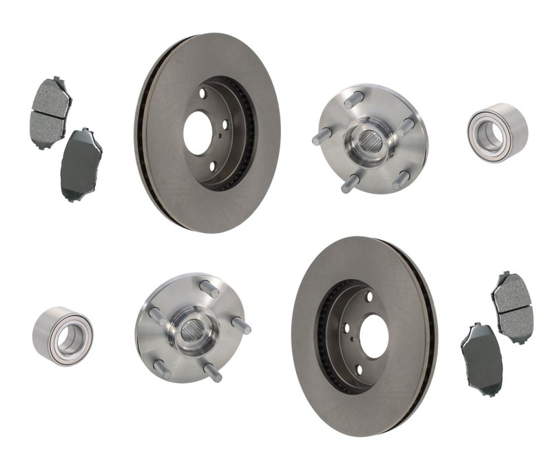 Front Rotors Pads Ball Joints & Hub Bearing For Toyota 2001 2002 2005 RAV4 gallery