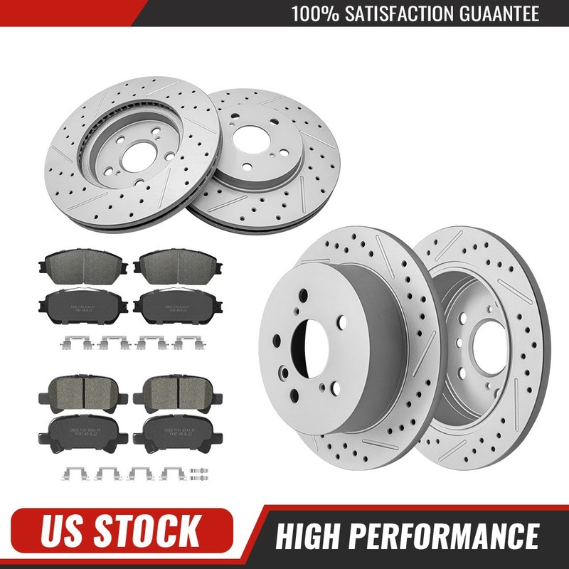 Front & Rear Disc Rotors Brake Pads Kit for Toyota Camry Avalon Solara 2005 2006