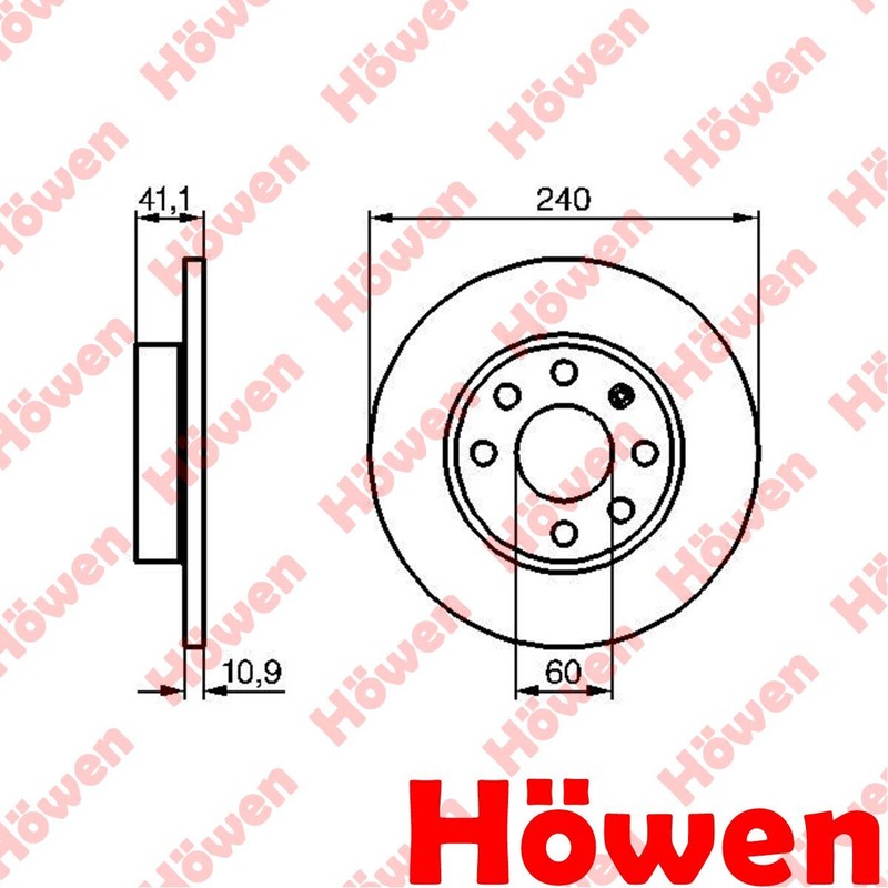 Fits Vauxhall Corsa 2000-2006 1.0 1.2 Brake Disc Front Howen 9195981