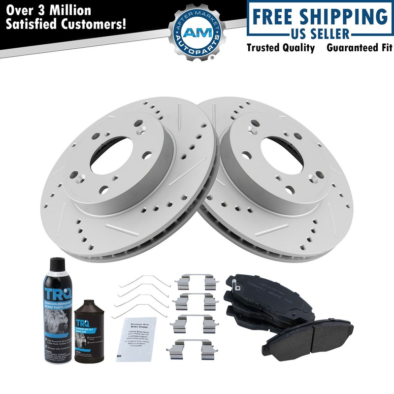 Front Premium Posi Ceramic Brake Pad & Performance Rotor Kit w/Chemicals