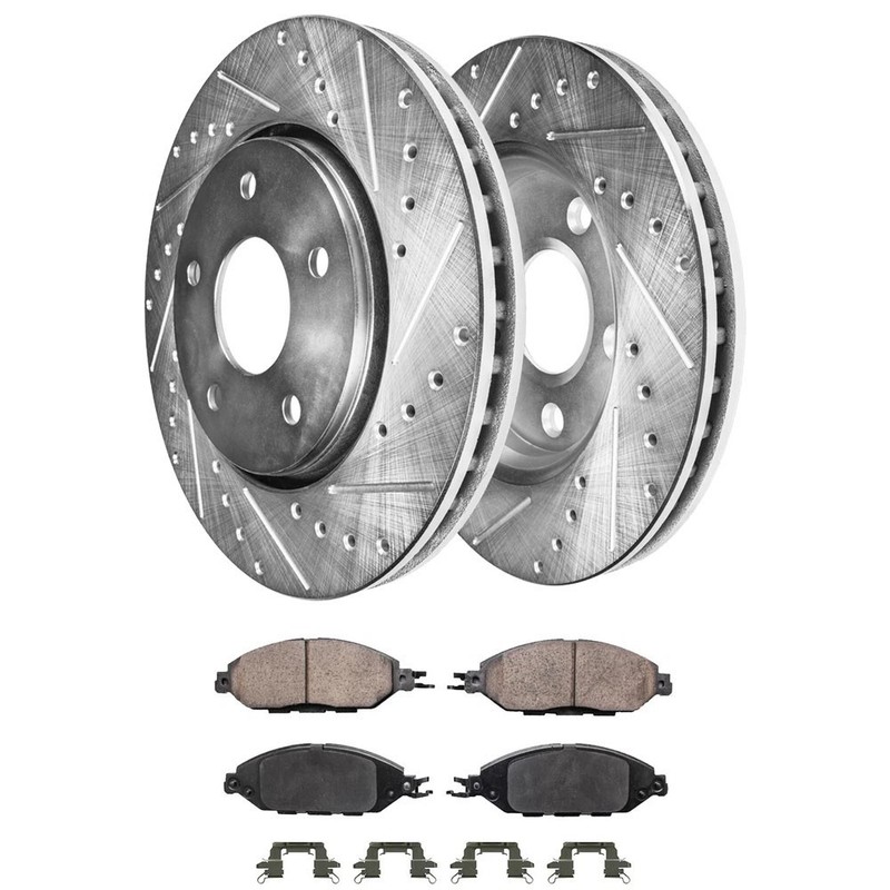 Front Rear Ceramic Front Rear Brake Rotor Pad Kit