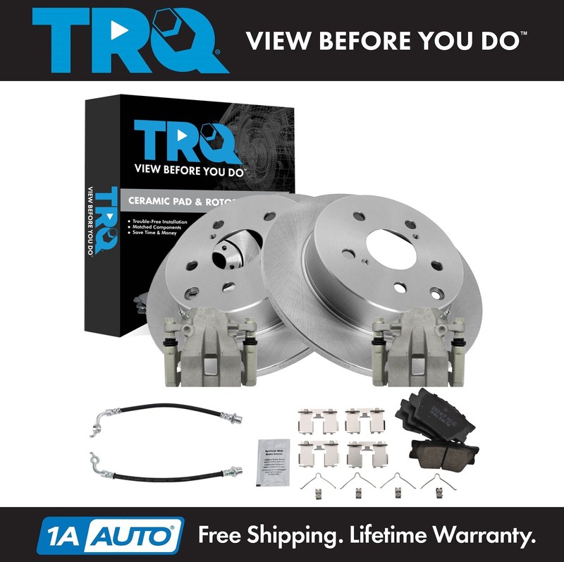 TRQ Rear Brake Pad & Rotor Kit Ceramic For 2006-2011 Toyota RAV4