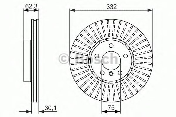 Bosch Brake Disc Front Diameter 331.9mm 75mm Vented 30mm 0986479624