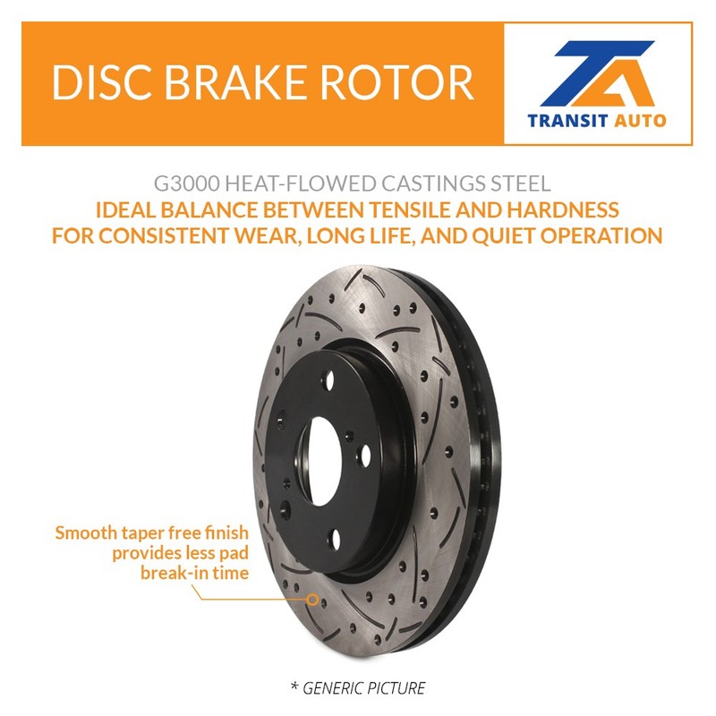 Front Coated Drilled Slotted Disc Brake Rotors And Ceramic Pad Kit For Volvo S40 gallery