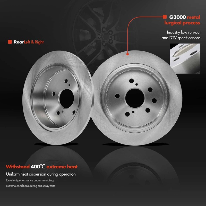Rear Disc Brake Rotors & Ceramic Brake Pads for Lexus IS250 2006-2013 V6 2.5L gallery