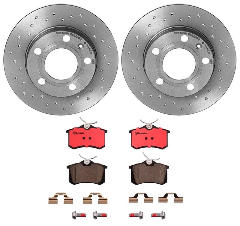Brembo Rear Brake Kit X-Drilled Disc Rotors and Ceramic Pads for Audi A4 Quattro